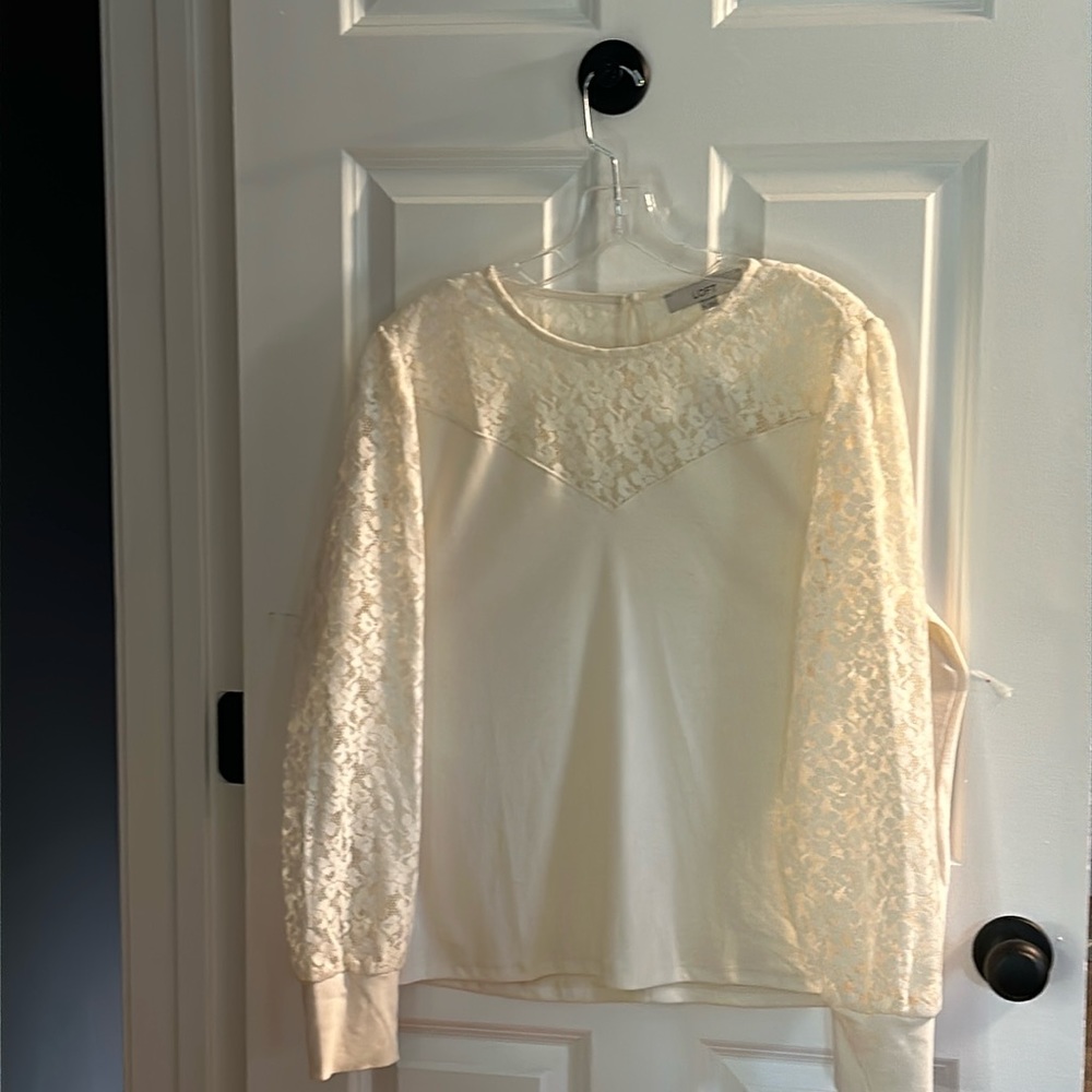 Loft Off White Jersey with Lace